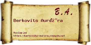 Berkovits Auróra névjegykártya